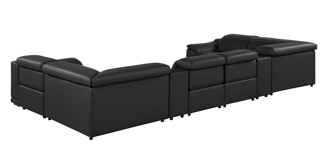 Divanitalia 9762 Build Your Own Sectional Sofa in Black with Recliners - Angled Photo of Rear of Sectional on a White Transparent Background 2