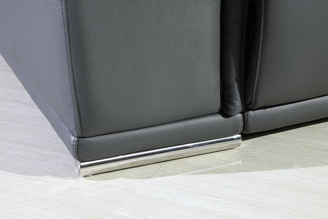Divanitalia 9762 Build Your Own Sectional Sofa in Dark Grey with Recliners - Close-Up View of Stainless Steel Furniture Feet