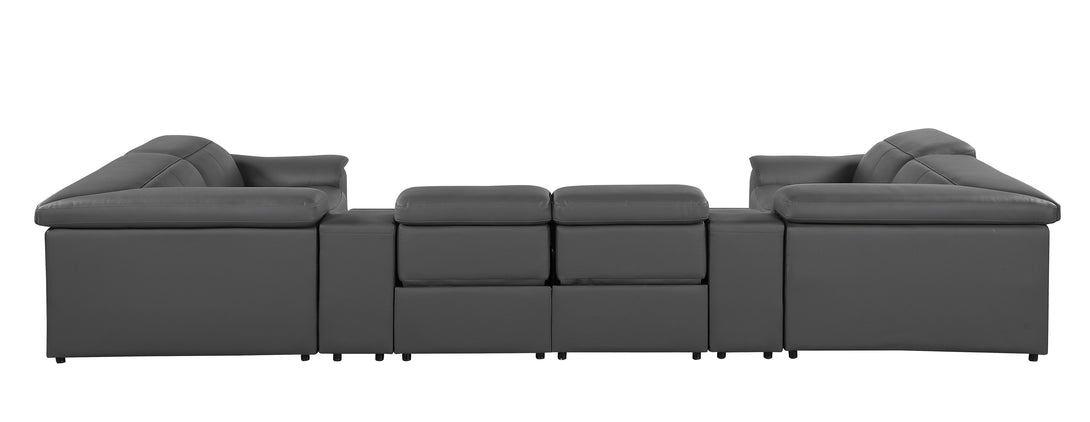 Divanitalia 9762 Build Your Own Sectional Sofa in Dark Grey with Recliners - Angled Photo of Rear of Sectional on a White Transparent Background 2