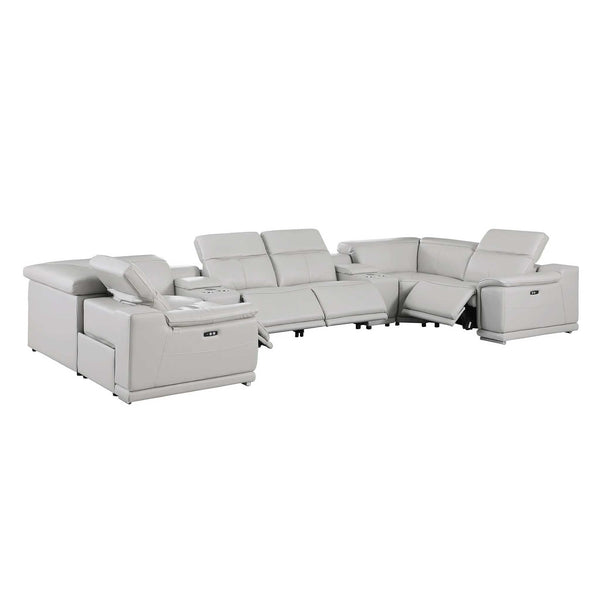 Divanitalia 9762 Build Your Own Sectional Sofa in Light Gray with Recliners Featured Photo