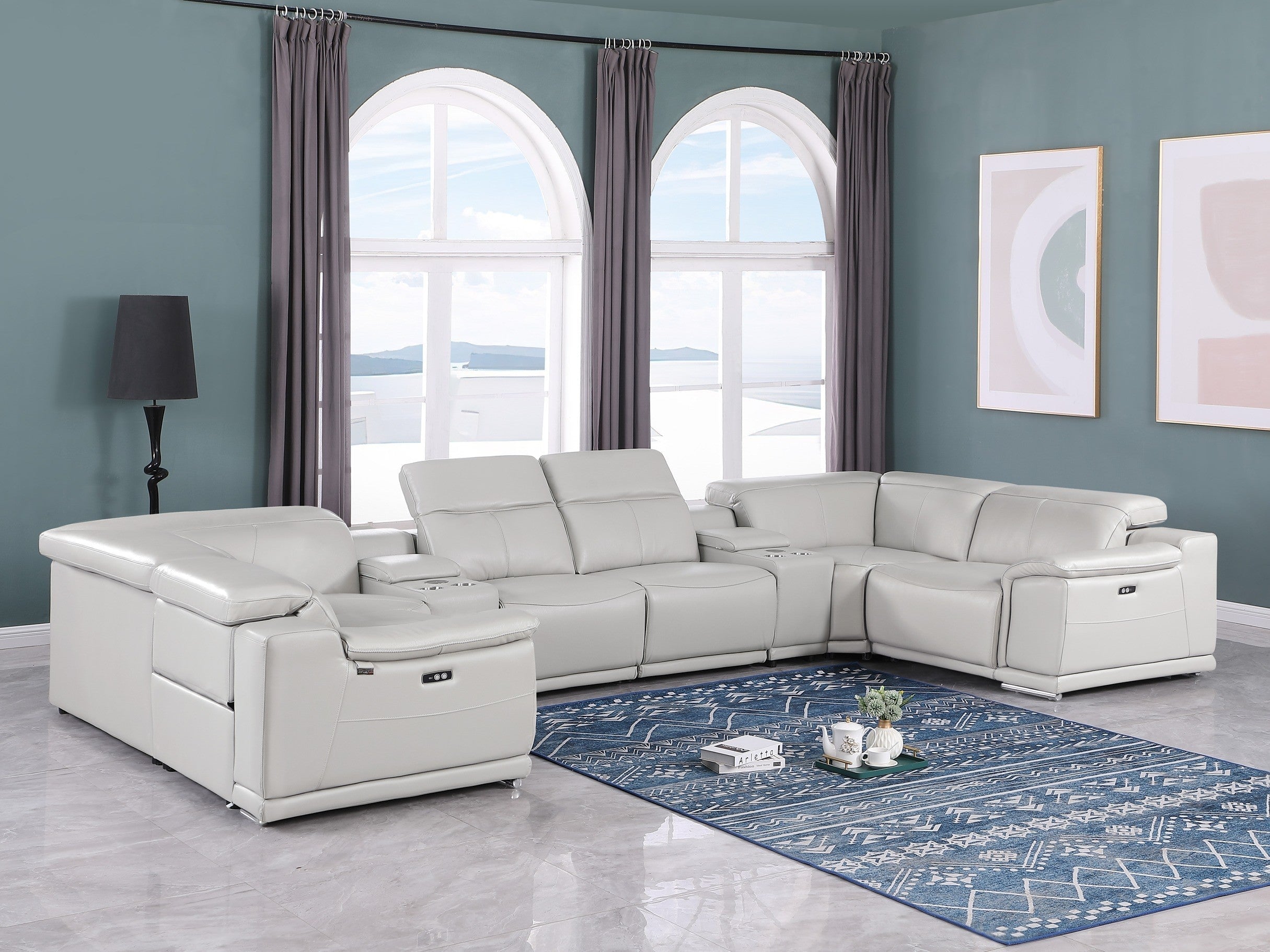lui　XL 9762 DivanItalia 6 Pc Power Sofa & Loveseat - 6 Colors