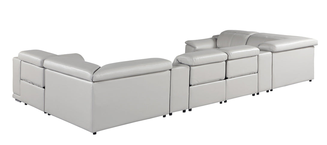 Divanitalia 9762 Build Your Own Sectional Sofa in Light Gray with Recliners - Angled Photo of Rear of Sectional on a White Transparent Background
