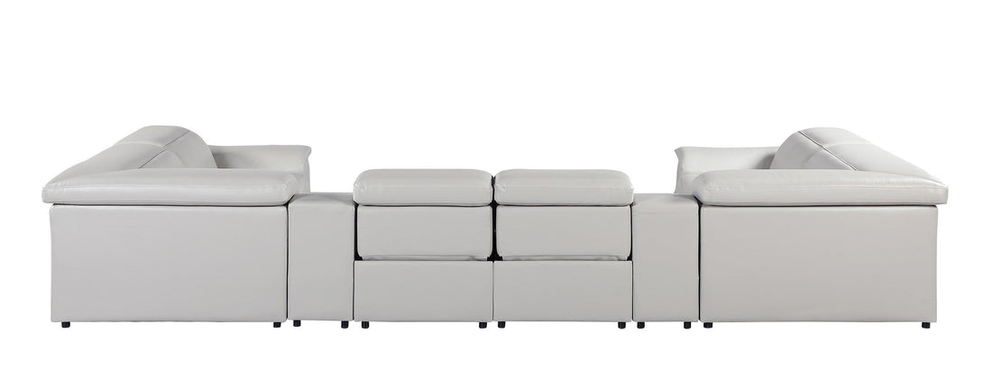 Divanitalia 9762 Build Your Own Sectional Sofa in Light Gray with Recliners - Angled Photo of Rear of Sectional on a White Transparent Background 2