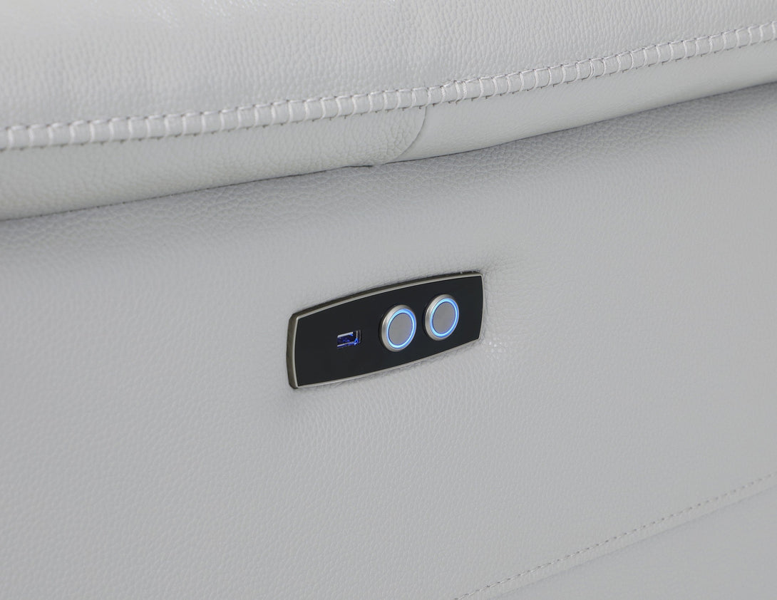 Divanitalia 9762 Build Your Own Sectional Sofa in Light Gray with Recliners - Close-Up View of Power Recliner Operator Buttons