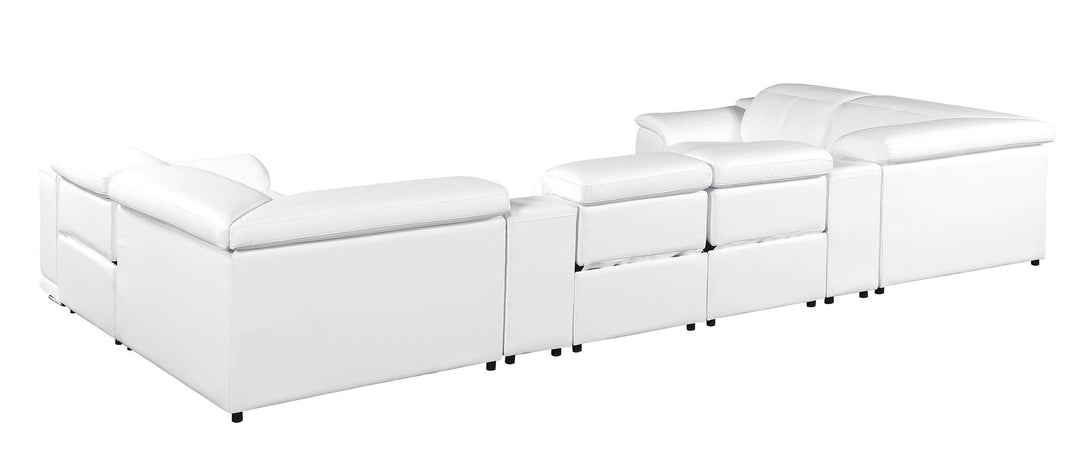 Divanitalia 9762 Build Your Own Sectional Sofa in White with Recliners - Angled Photo of Rear of Sectional on a White Transparent Background 2