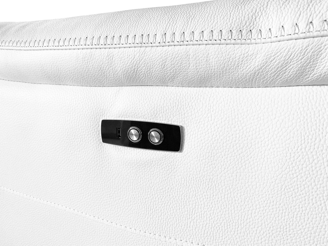 Divanitalia 9762 Build Your Own Sectional Sofa in White with Recliners - Close-Up View of Power Recliner Operator Buttons