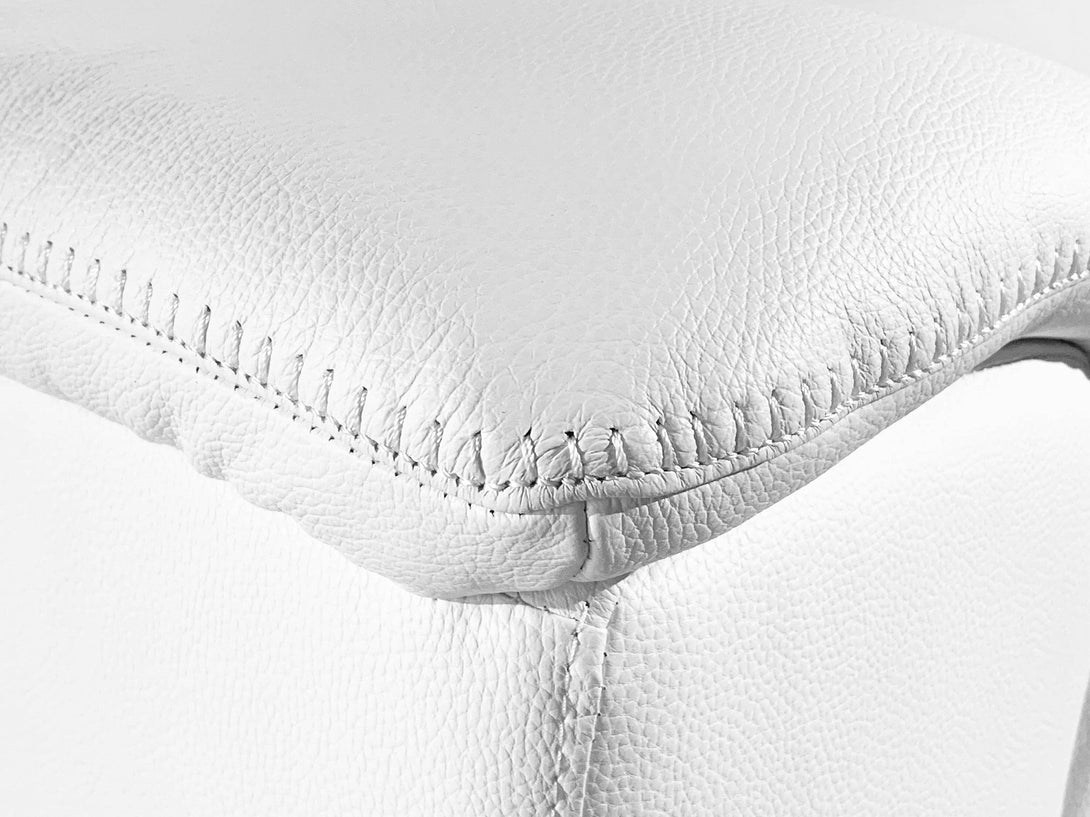 Divanitalia 9762 Build Your Own Sectional Sofa in White with Recliners - Close-Up View of Sectional Arm Leather Padding and Stitching