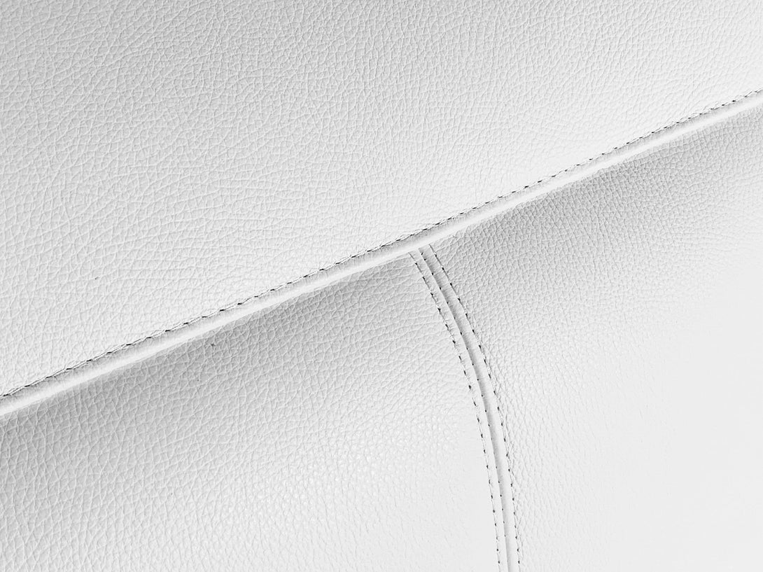 Divanitalia 9762 Build Your Own Sectional Sofa in White with Recliners - Close-Up View of Leather Stitching
