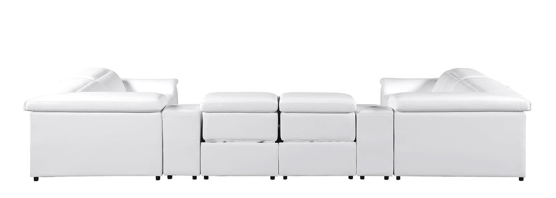 Divanitalia 9762 Build Your Own Sectional Sofa in White with Recliners - Angled Photo of Rear of Sectional on a White Transparent Background 3