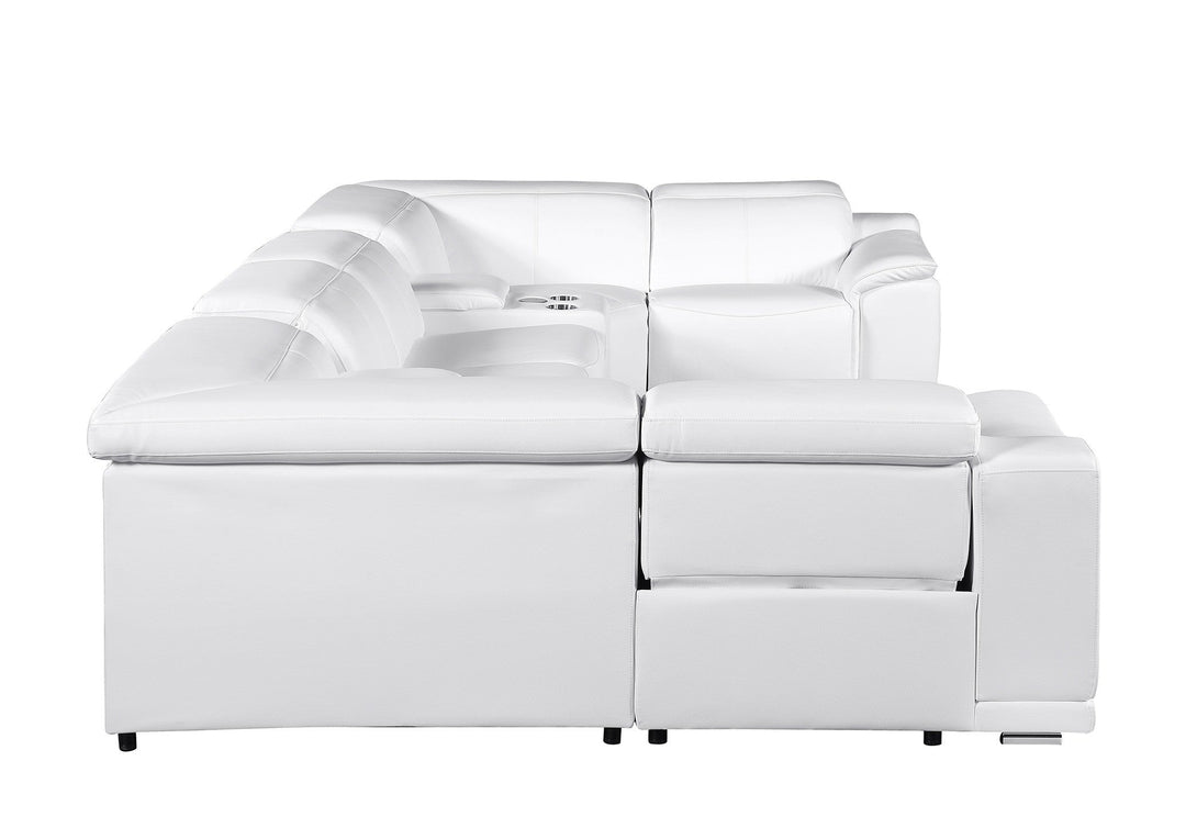 Divanitalia 9762 Build Your Own Sectional Sofa in White with Recliners - Angled Photo of Rear of Sectional on a White Transparent Background