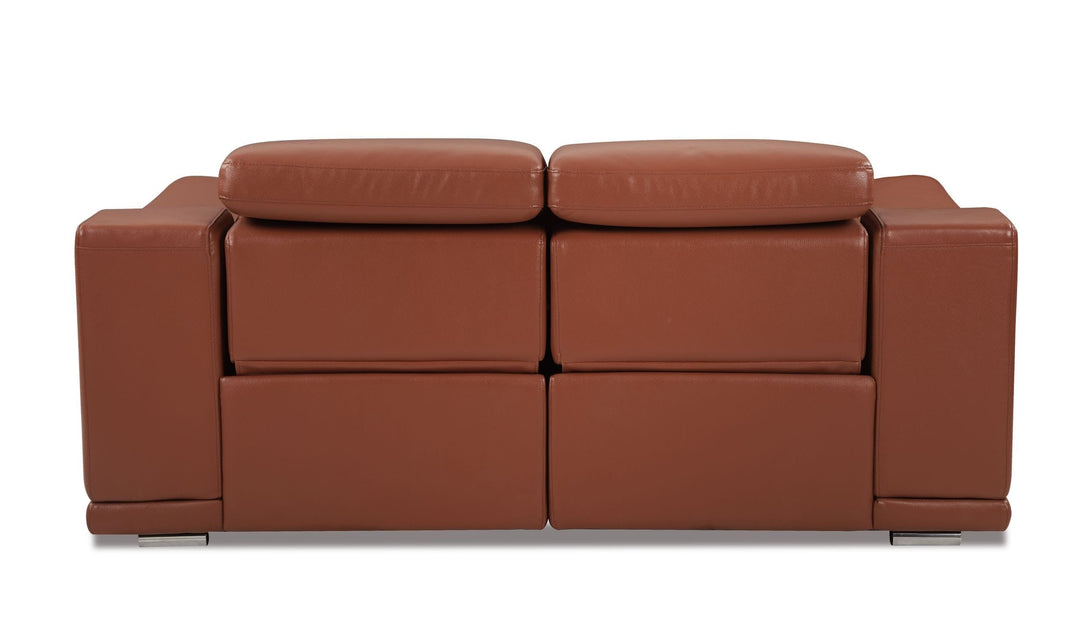 Divanitalia 9762 Reclining Living Room Set in Camel-Color Leather - Rear View of Loveseat on a White Transparent Background