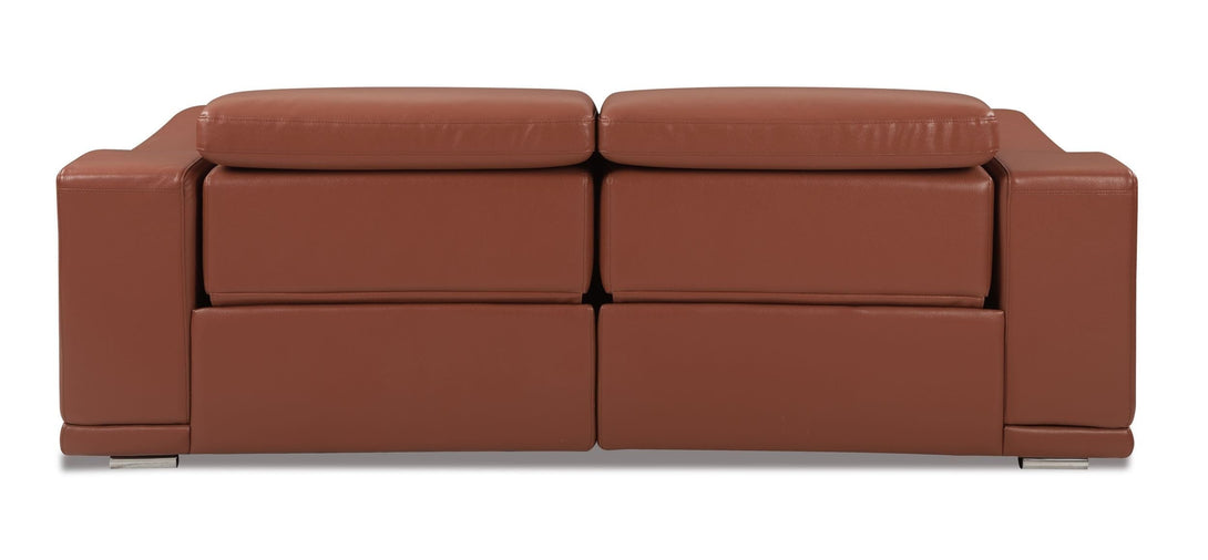 Divanitalia 9762 Reclining Living Room Set in Camel-Color Leather - Rear View of Sofa on a White Transparent Background