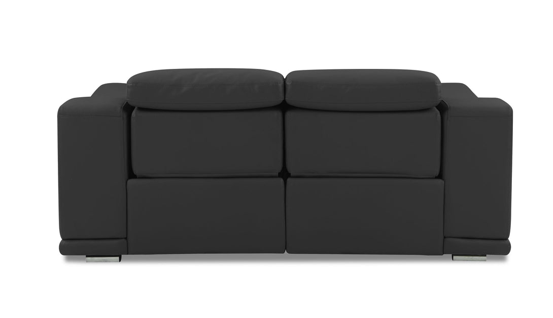 Divanitalia 9762 Reclining Living Room Set in Dark Gray Leather - Rear View of Sofa on a White Transparent Background