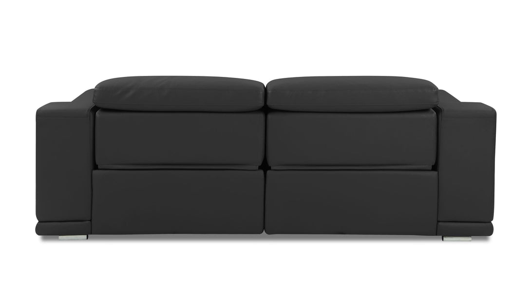 Divanitalia 9762 Reclining Living Room Set in Dark Gray Leather - Rear View of Sofa on a White Transparent Background