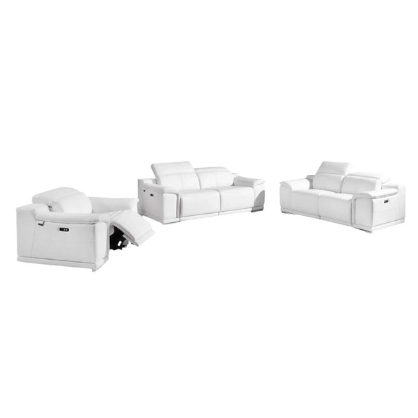 Divanitalia 9762 Reclining Living Room Set in White Leather - Featured Photo