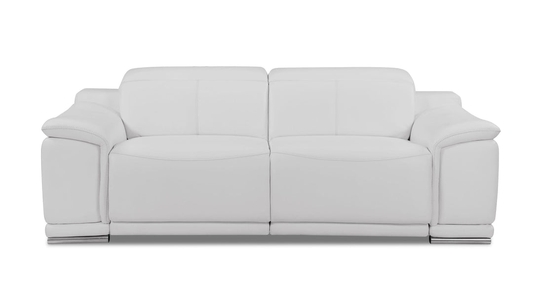 Divanitalia 9762 Reclining Sofa in White Leather - Front View of Sofa on a White Transparent Background
