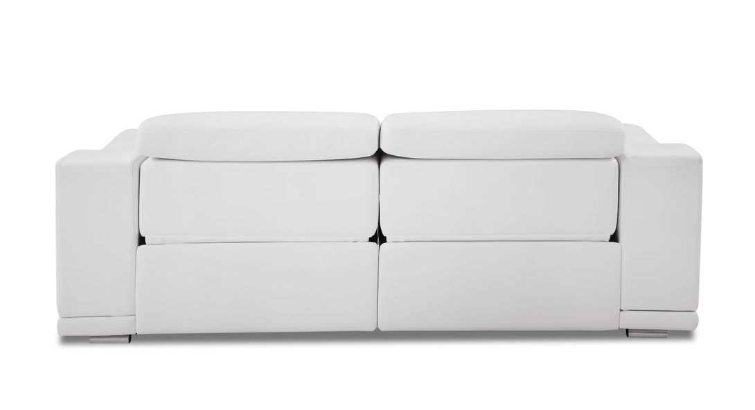 Divanitalia 9762 Reclining Sofa in White Leather - Rear View of Sofa on a White Transparent Background