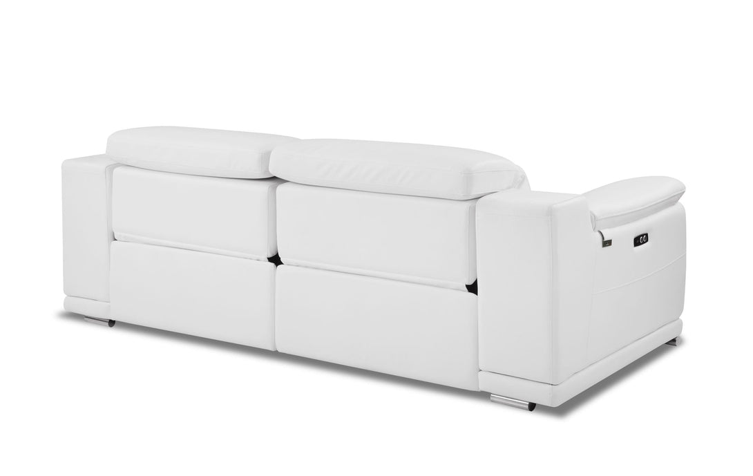 Divanitalia 9762 Reclining Sofa in White Leather - Angled Rear View of Sofa on a White Transparent Background