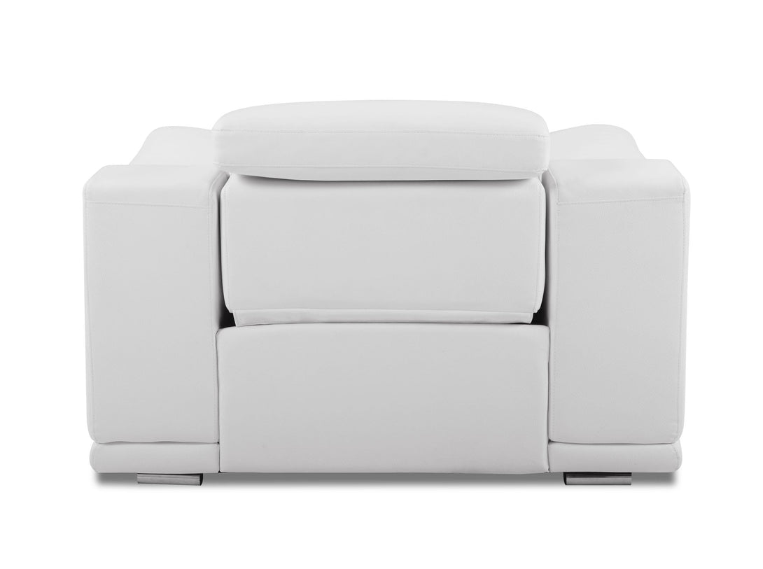 Divanitalia 9762 Reclining Chair in White Leather - Rear View of Chair on a White Transparent Background
