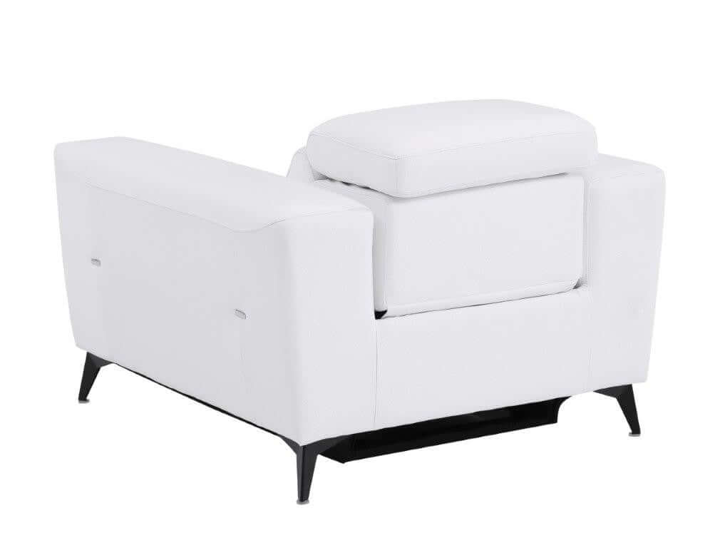 Divanitalia 989 Chair in White Italian Leather - Angled Rear View of Chair on White Transparent Background