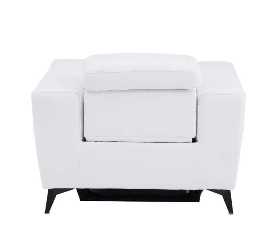 Divanitalia 989 Chair in White Italian Leather - Rear View of Chair on White Transparent Background