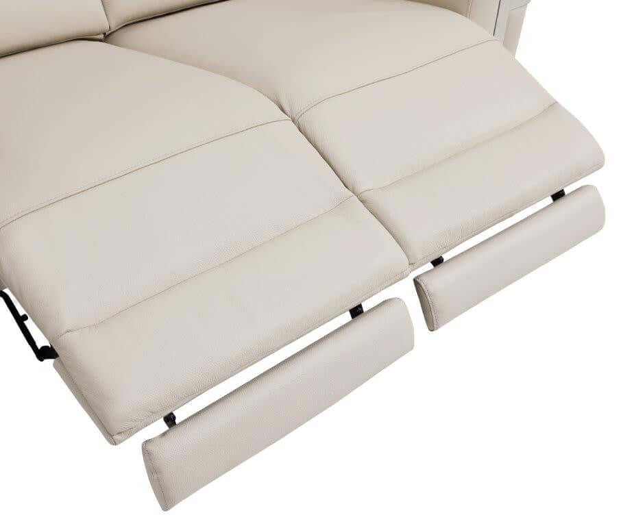 Divanitalia 989 Living Room Set in Beige Italian Leather - View of Power Adjustable Footrest