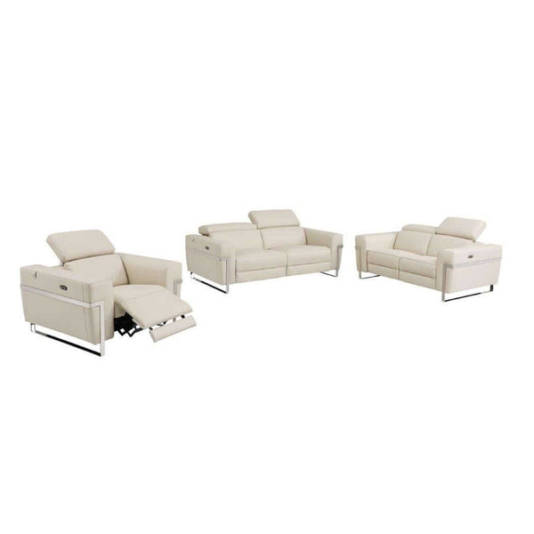Divanitalia 989 Living Room Set in Beige Italian Leather