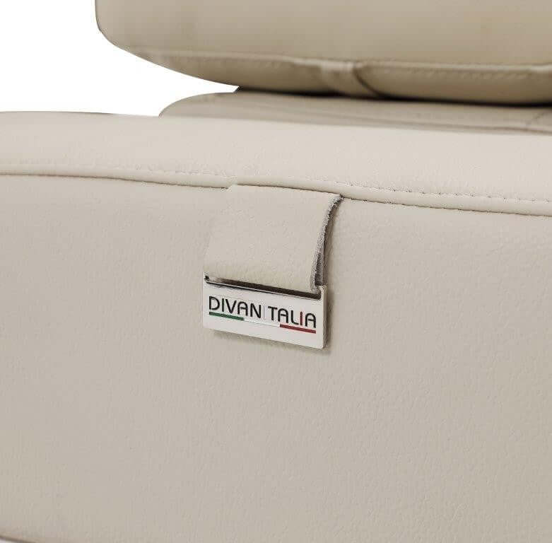 Divanitalia 989 Living Room Set in Beige Italian Leather - Close-up View of Leather Stitching