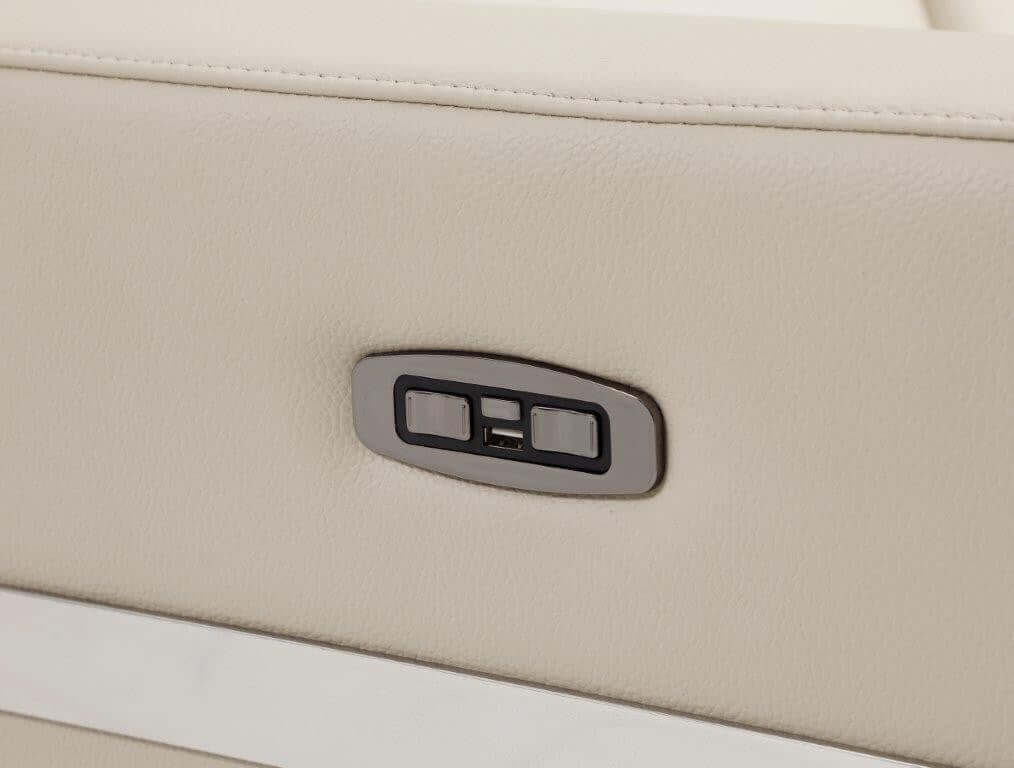 Divanitalia 989 Living Room Set in Beige Italian Leather - View of Power Recliner Operator Buttons