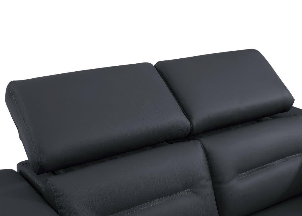  Divanitalia 989 Living Room Set in Gray Italian Leather - View of Power Adjustable Headrest