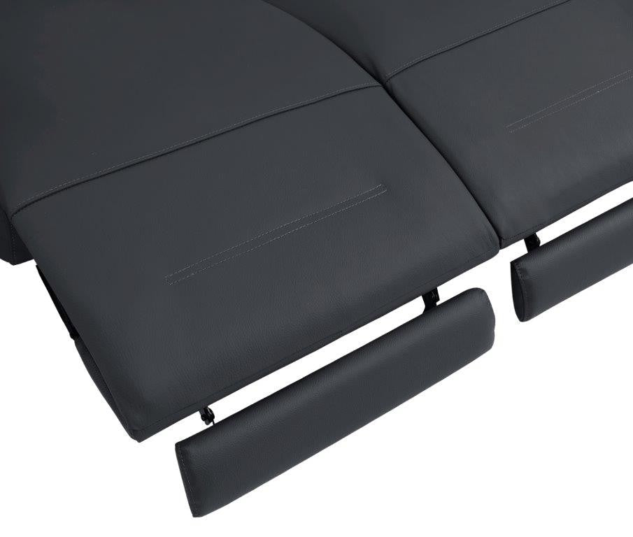  Divanitalia 989 Living Room Set in Gray Italian Leather - View of Power Adjustable Footrest