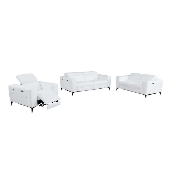Divanitalia 989 Living Room Set in White Italian Leather