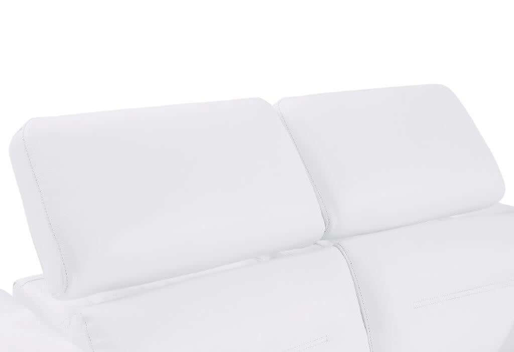 Divanitalia 989 Living Room Set in White Italian Leather - View of Power Adjustable Headrest
