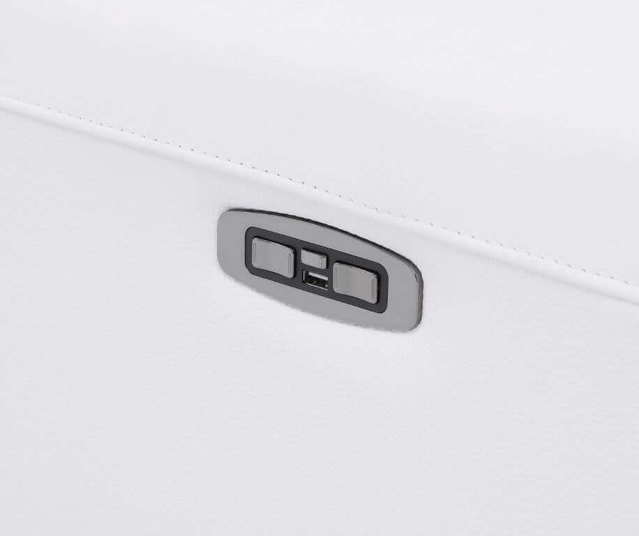 Close-Up View of Couch Arm with Power Recline Operator Buttons