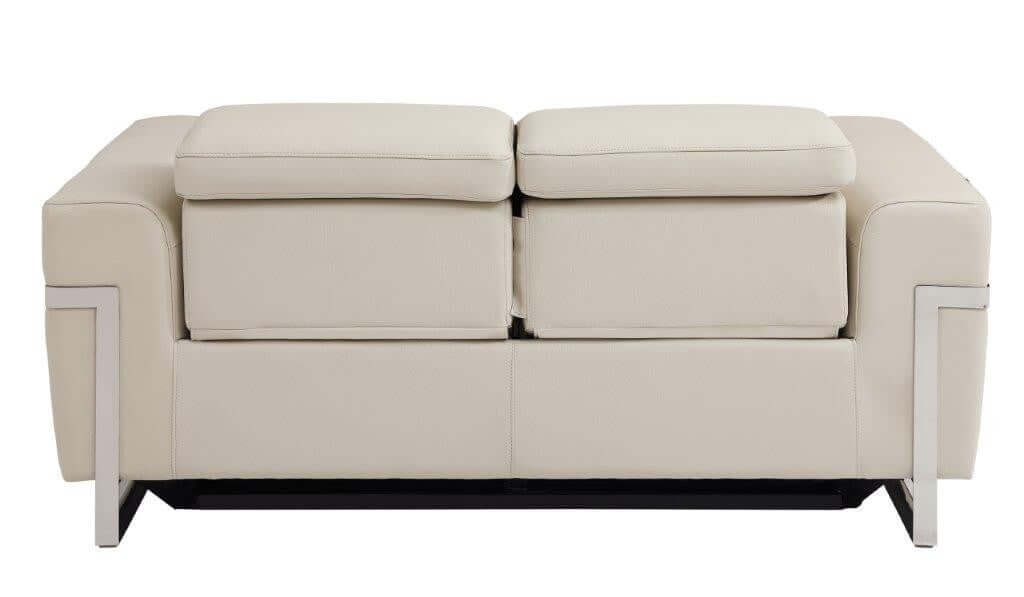 Divanitalia 989 Loveseat in Beige Italian Leather - Rear View of Loveseat on White Transparent Background 2