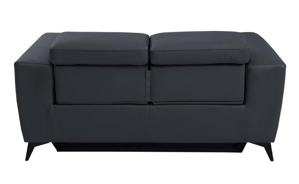  Divanitalia 989 Loveseat in Gray Italian Leather - Rear View of Loveseat on White Transparent Background 2