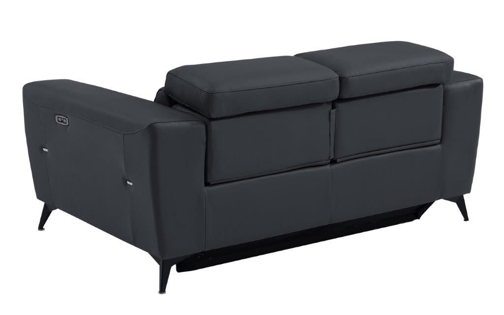  Divanitalia 989 Loveseat in Gray Italian Leather - Rear View of Loveseat on White Transparent Background