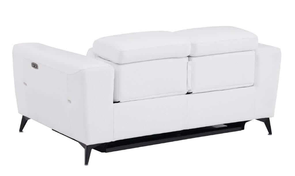 Divanitalia 989 Loveseat in White Italian Leather - Rear View of Loveseat on White Transparent Background