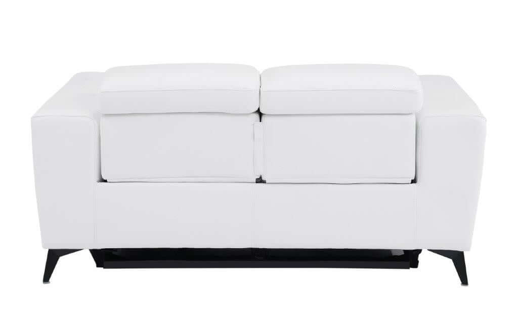 Divanitalia 989 Loveseat in White Italian Leather - Rear View of Loveseat on White Transparent Background 2