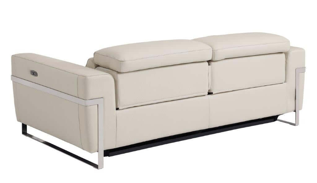 Divanitalia 989 Sofa in Beige Italian Leather - Rear View of Sofa on White Transparent Background 2