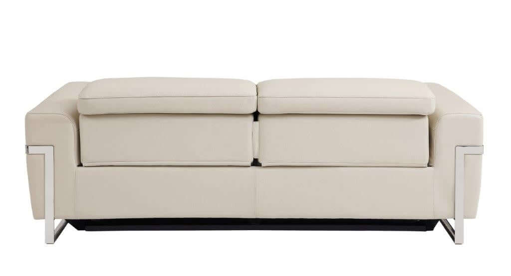 Divanitalia 989 Sofa in Beige Italian Leather - Rear View of Sofa on White Transparent Background