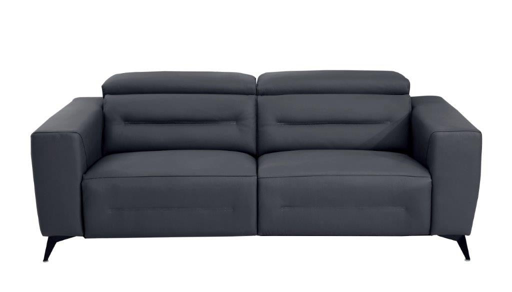  Divanitalia 989 Sofa in Gray Italian Leather - Front View of Sofa on White Transparent Background
