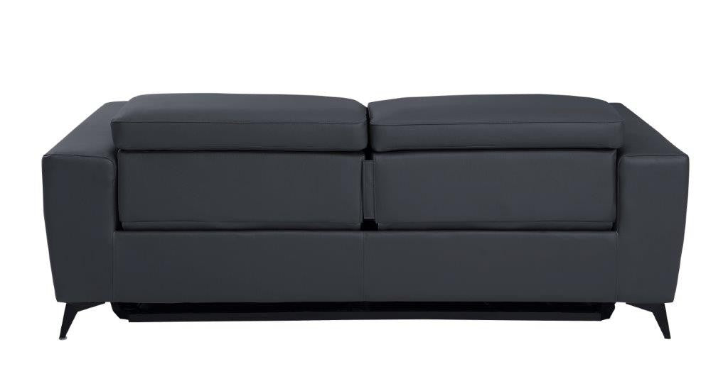  Divanitalia 989 Sofa in Gray Italian Leather - Rear View of Sofa on White Transparent Background