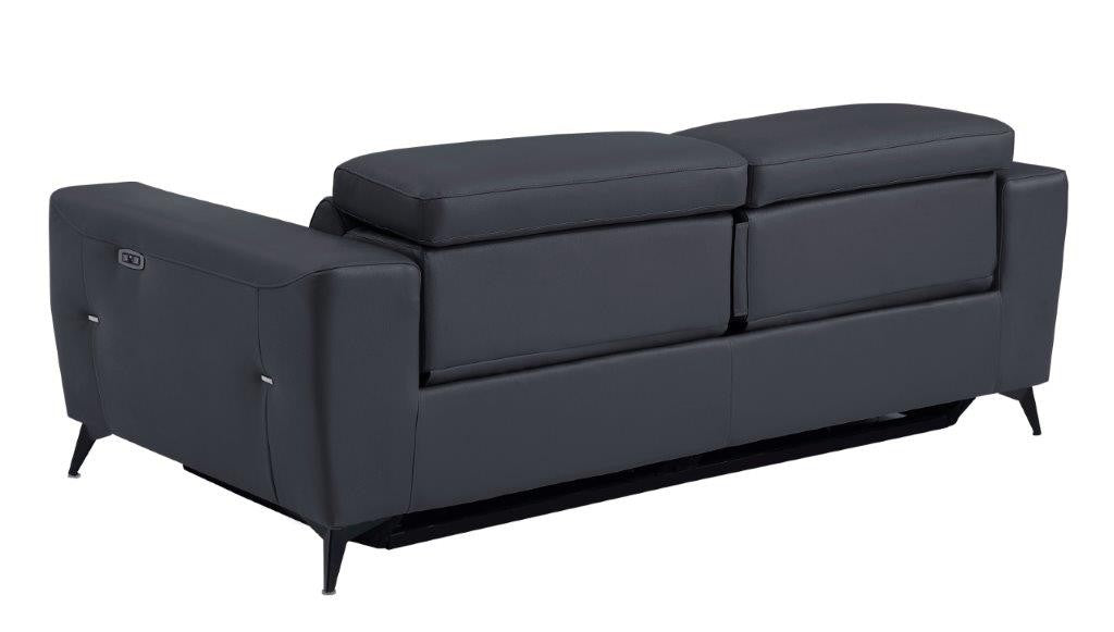  Divanitalia 989 Sofa in Gray Italian Leather - Rear View of Sofa on White Transparent Background 2