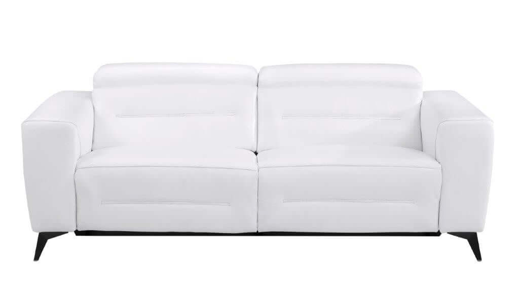 Divanitalia 989 Sofa in White Italian Leather - Front View of Sofa on White Transparent Background