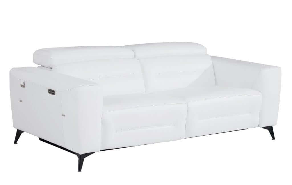 Divanitalia 989 Sofa in White Italian Leather - Angled View of Sofa on White Transparent Background