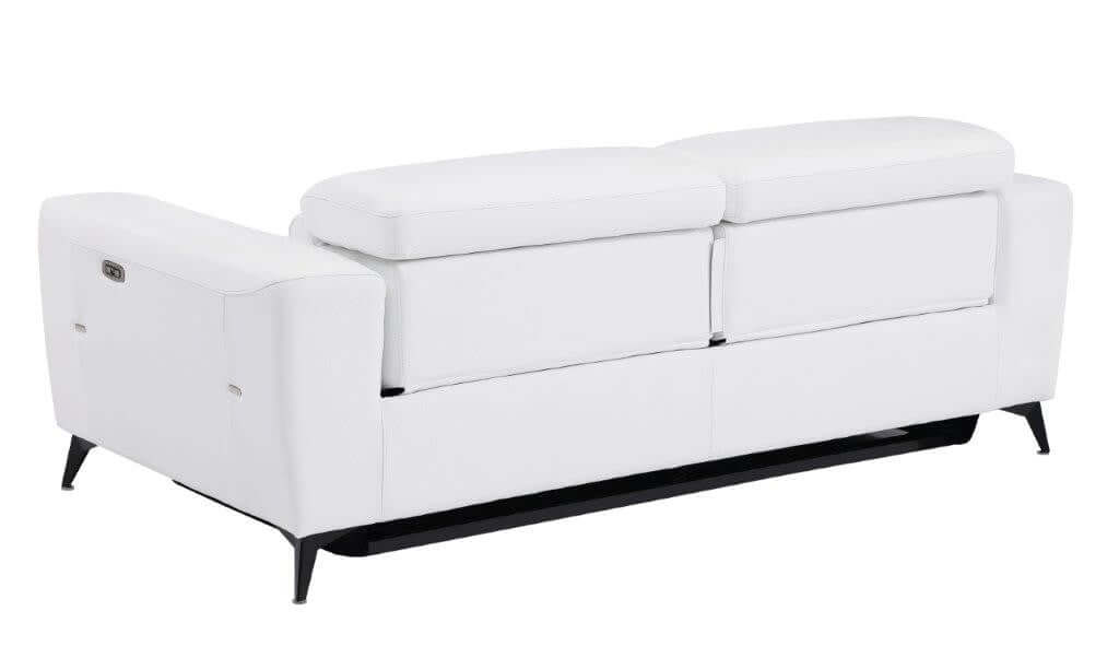 Divanitalia 989 Sofa in White Italian Leather - Rear View of Sofa on White Transparent Background