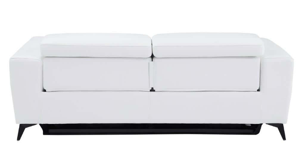 Divanitalia 989 Sofa in White Italian Leather - Rear View of Sofa on White Transparent Background 2