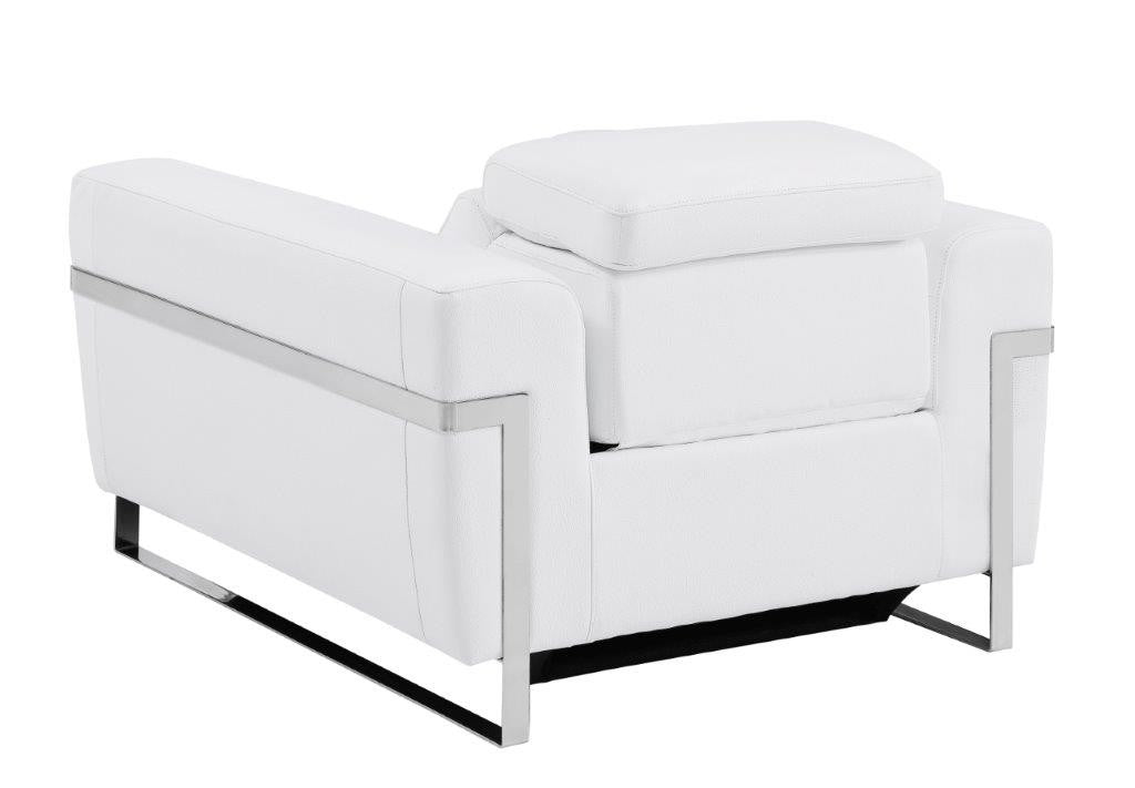 Divanitalia 990 Power Reclining Chair in White Italian Leather - Angled Rear View