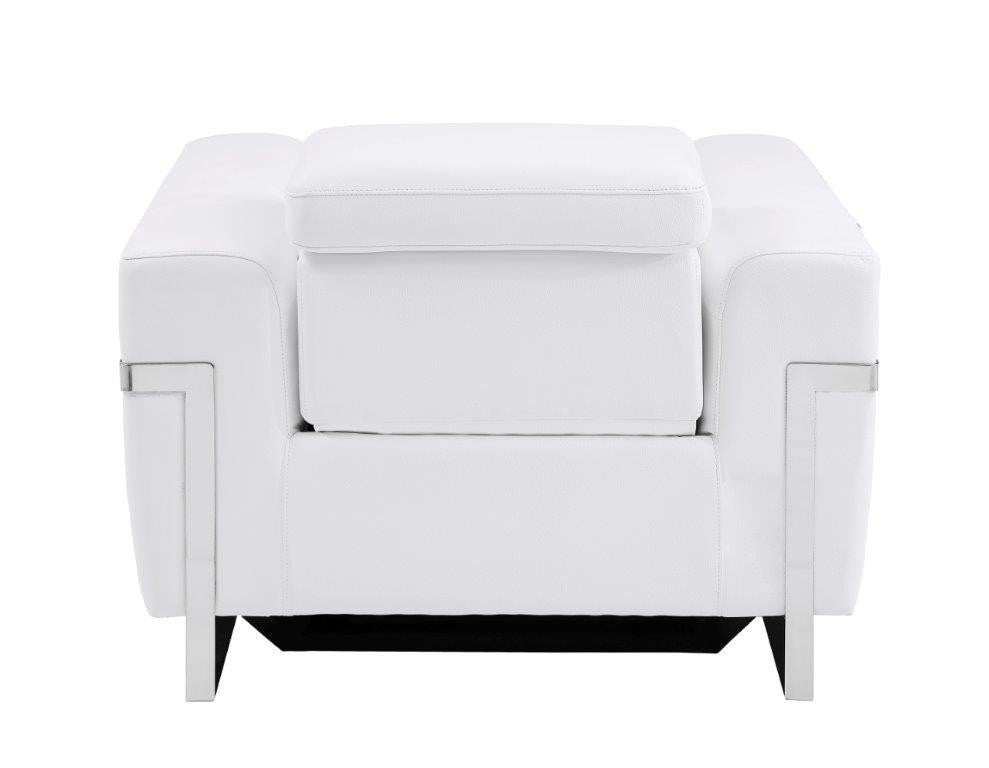 Divanitalia 990 Power Reclining Chair in White Italian Leather - Rear View 
